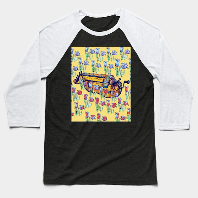 Hurdy-Gurdy with Tulips Baseball T-Shirt by inkle